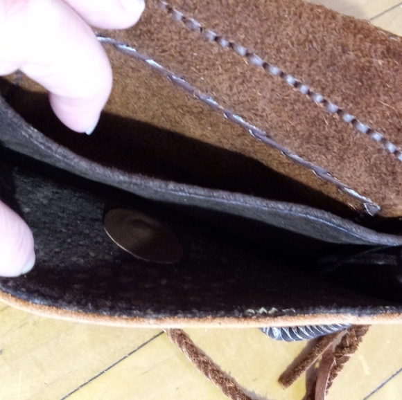 Vintage Handmade Boho Hippie Leather crossbody purse set - Picture 5 of 16